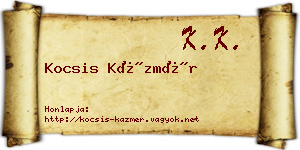 Kocsis Kázmér névjegykártya